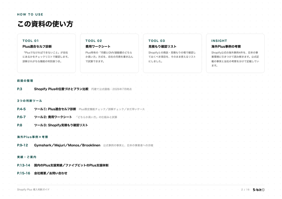 Shopify Plus 導入判断ガイド 収録ページの見本2